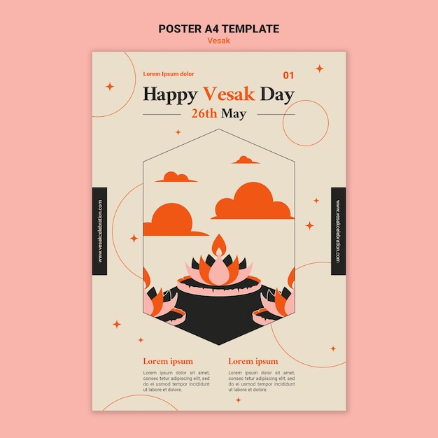 Flache Design-Vesak-Poster-Vorlage