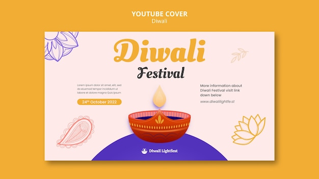 Kostenlose PSD flaches design diwali feier youtube cover