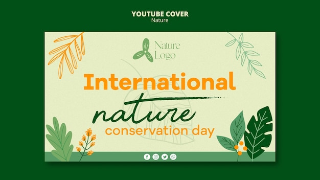 Kostenlose PSD flaches design rettet die natur youtube-cover-vorlage