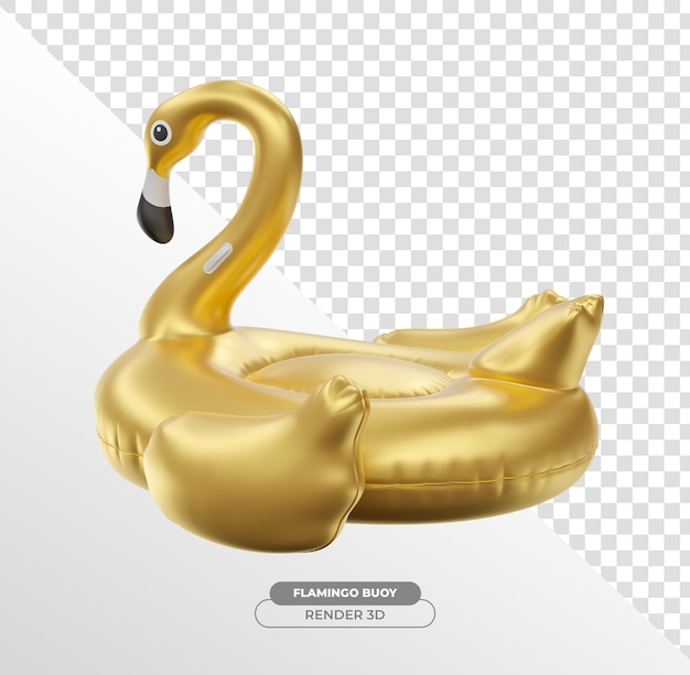 Kostenlose PSD flamingo golden aufblasbares 3d-render mit durchsichtigem hintergrund