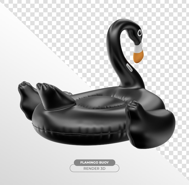 Kostenlose PSD flamingo schwarzes aufblasbares 3d-render mit durchsichtigem hintergrund