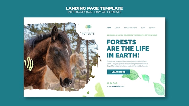 Kostenlose PSD forests day landing page vorlage mit foto