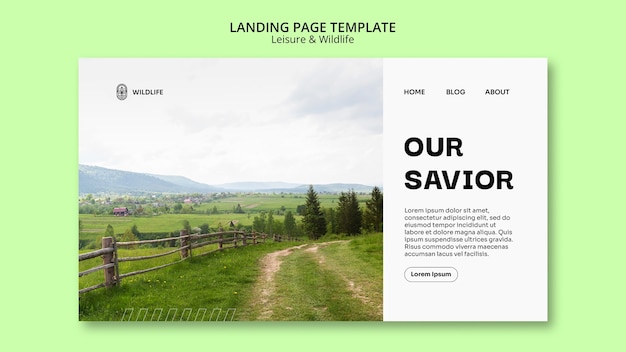 Kostenlose PSD freizeit- und wildtier-landingpage-vorlage