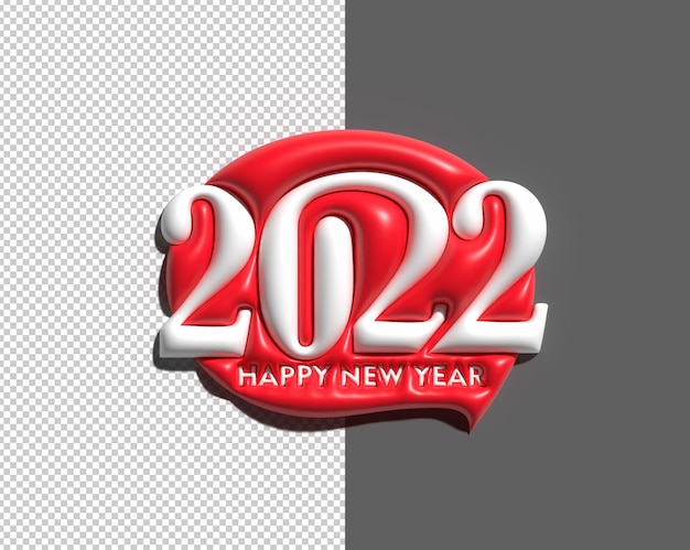 Kostenlose PSD frohes neues jahr 2022 text typografie design transparente psd-datei