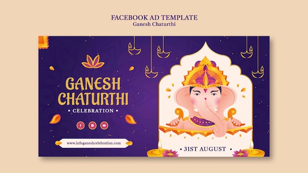 Kostenlose PSD ganesh chaturthi designvorlage für facebook-anzeigen