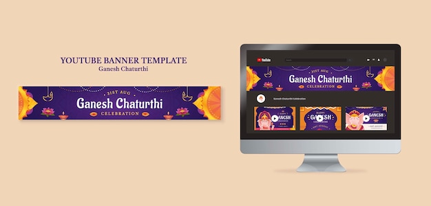 Ganesh chaturthi YouTube-Kanalkunst-Designvorlage