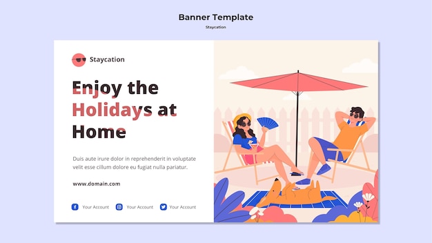Kostenlose PSD genießen sie urlaub zu hause banner vorlage