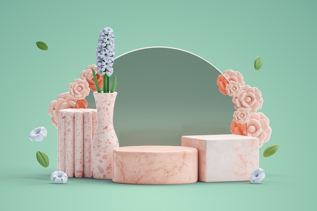 Kostenlose PSD geometrische blumenverkaufs-podium-hintergrund