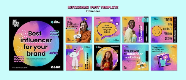 Kostenlose PSD gradient influencer job instagram-posts