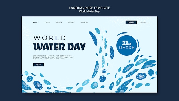 Kostenlose PSD gradient landing page für den weltwassertag