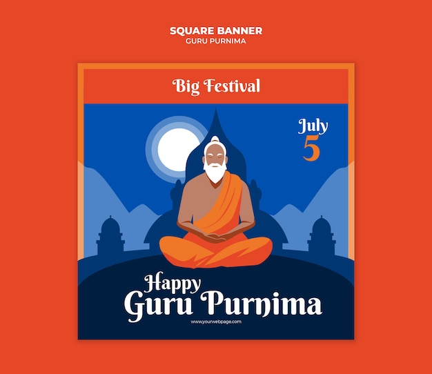 Kostenlose PSD guru purnima vorlage-design