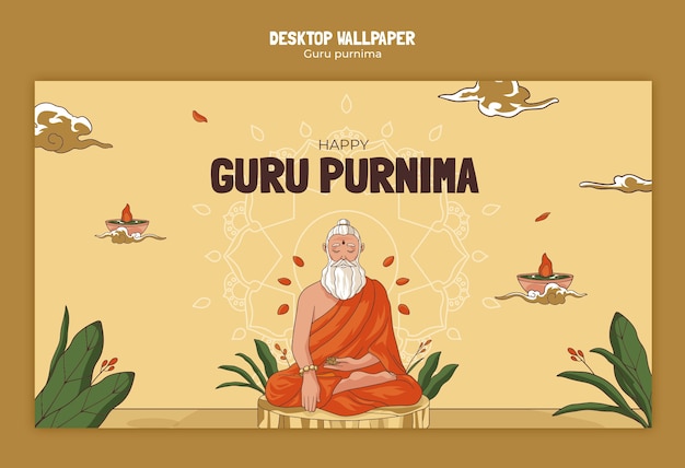 Kostenlose PSD guru purnima vorlage-design