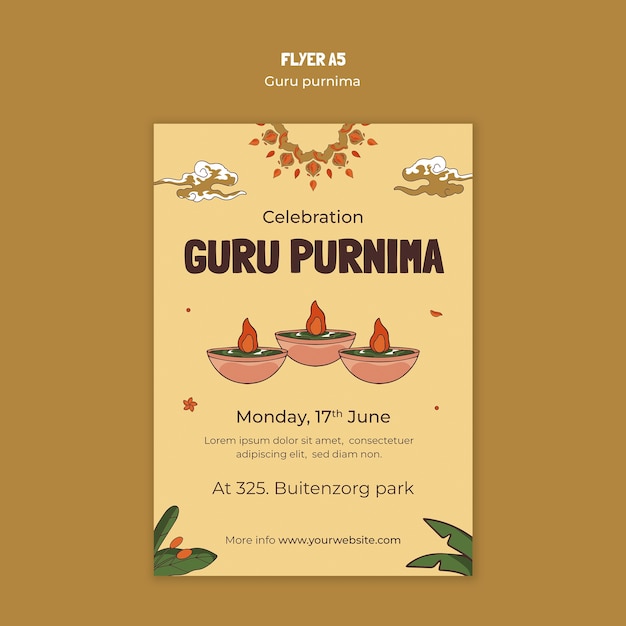 Kostenlose PSD guru purnima vorlage-design