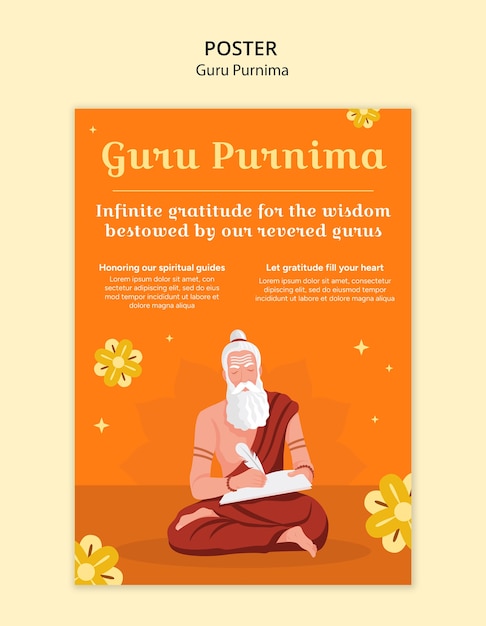 Kostenlose PSD guru purnima vorlage-design