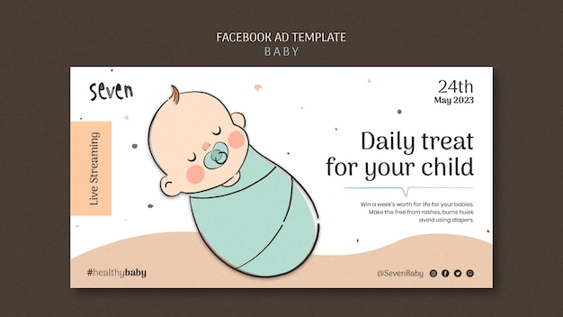 Kostenlose PSD handgezeichnete baby-gesundheits-facebook-vorlage