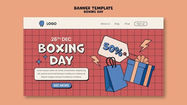 Kostenlose PSD handgezeichnete boxing day banner-vorlage