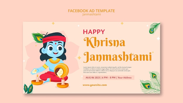 Kostenlose PSD handgezeichnete janmashtami-feier-facebook-vorlage