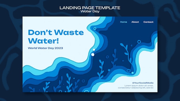 Handgezeichnete Wassertag-Landingpage