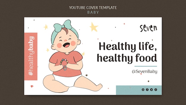 Kostenlose PSD handgezeichnetes youtube-cover für das gesundheitswesen im babybereich