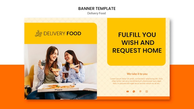 Kostenlose PSD horizontale bannerschablone für lieferlebensmittel