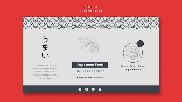 Horizontales Banner für japanisches Lebensmittelrestaurant