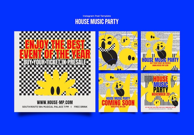 Kostenlose PSD house-musik-party-instagram-posts