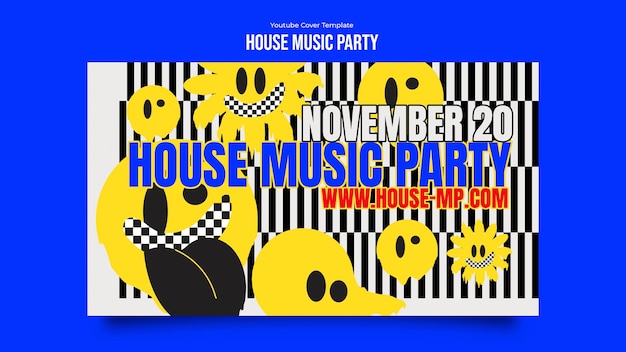 Kostenlose PSD house-musik-party youtube-cover-vorlage