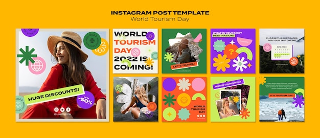 Instagram post pack zum welttourismustag mit blumen