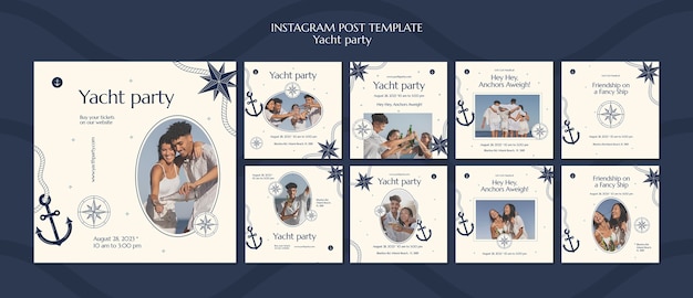 Kostenlose PSD instagram postet sammlung luxuriöser yachtpartys