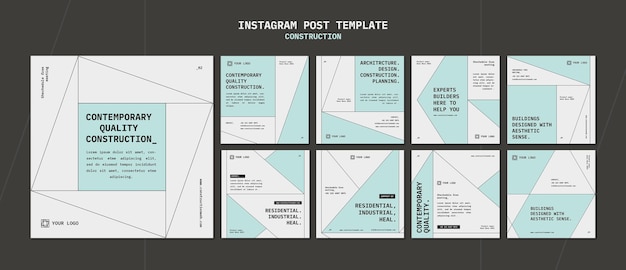 Kostenlose PSD instagram-posts für retro-bauprojekte