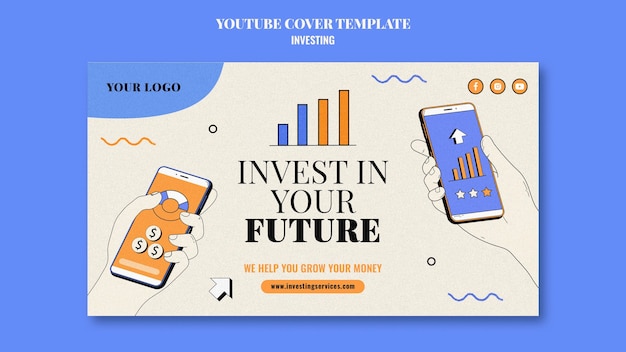 Kostenlose PSD investment-youtube-cover-vorlage illustriert