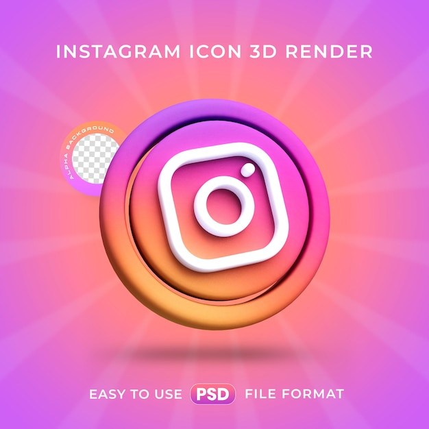 Kostenlose PSD isolierte 3d-render-illustration des instagram-logos