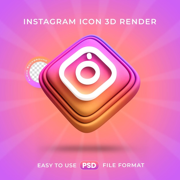 Kostenlose PSD isolierte 3d-render-illustration des instagram-logos