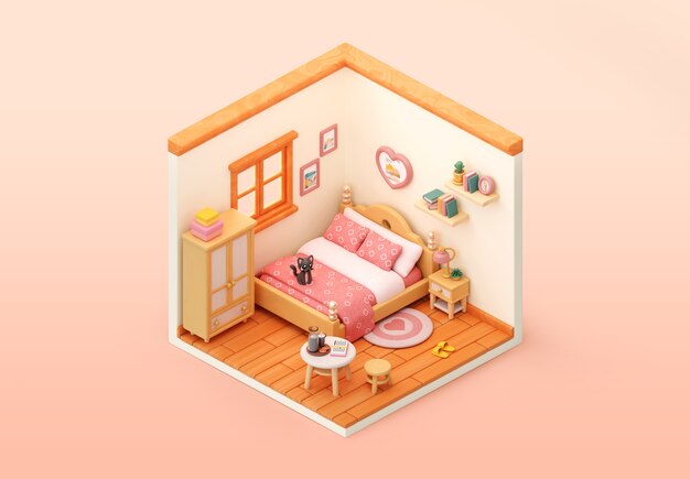 Isometrische Schlafzimmer-Illustration