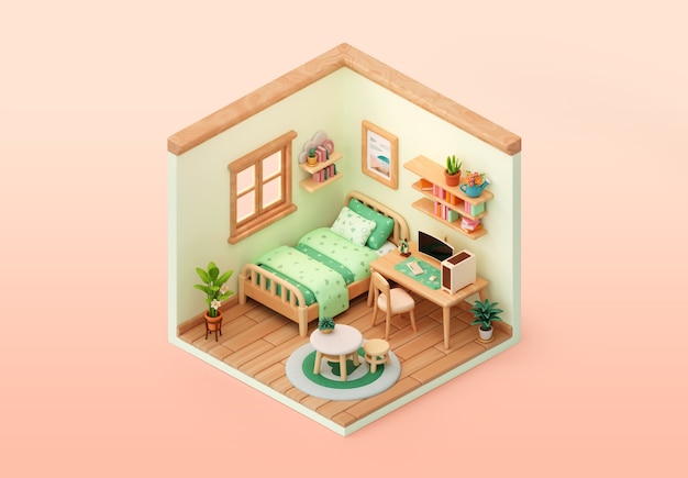 Isometrische Schlafzimmer-Illustration