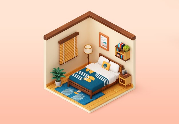 Isometrische Schlafzimmer-Illustration