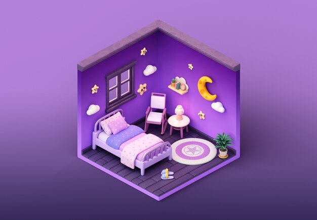 Isometrische Schlafzimmer-Illustration