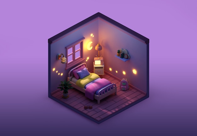 Isometrische Schlafzimmer-Illustration