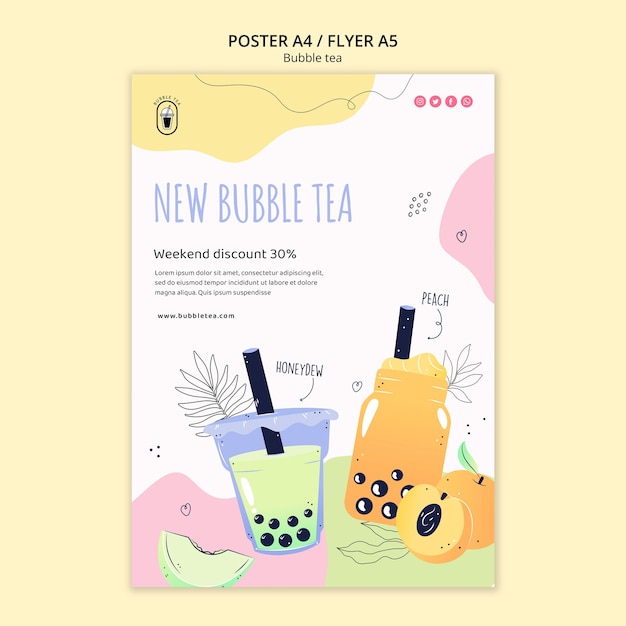 Köstliche Bubble Tea-Plakatvorlage