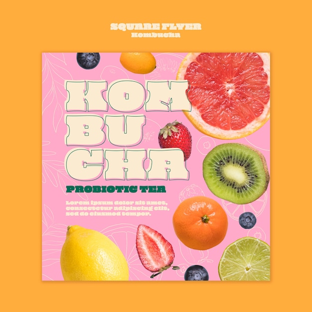 Kostenlose PSD kombucha-vorlage-design