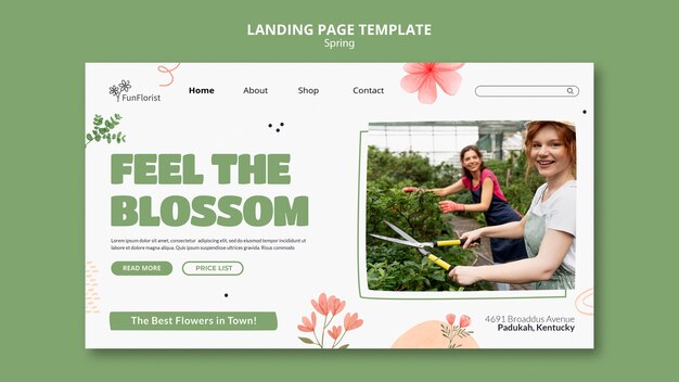 Kostenlose PSD landing page für die frühlingssaison