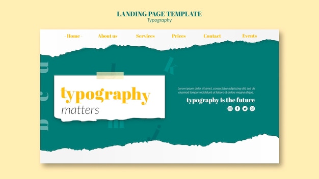 Kostenlose PSD landing page typografie service-vorlage