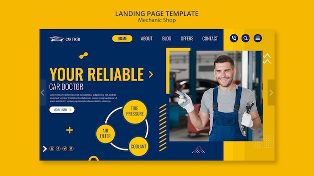 Landingpage der Mechaniker-Shop-Vorlage