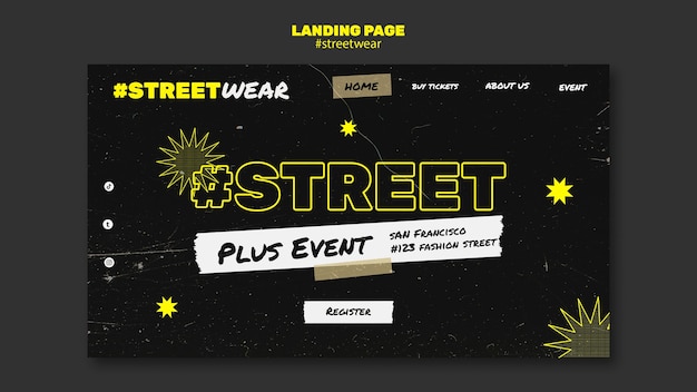 Kostenlose PSD landingpage der streetwear-kollektion im flachen design