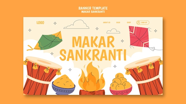 Kostenlose PSD landingpage für die feier von makar sankranti