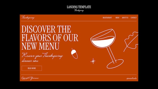 Kostenlose PSD landingpage für die thanksgiving-feier