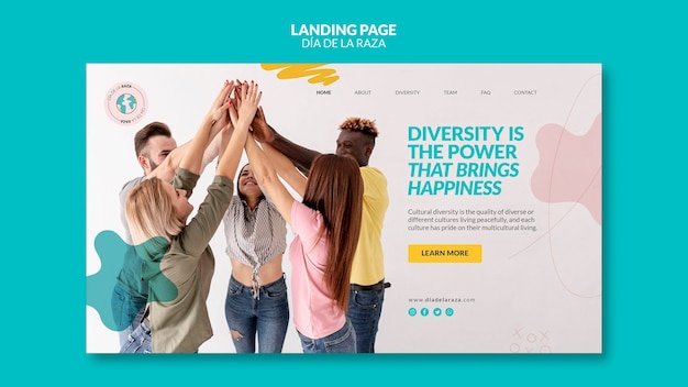 Kostenlose PSD landingpage für freunde unterschiedlicher ethnischer zugehörigkeit