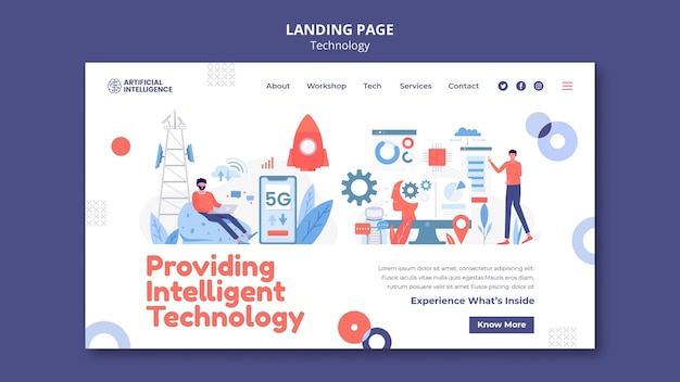 Kostenlose PSD landingpage für künstliche intelligenz