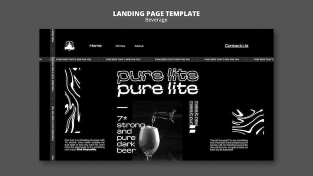 Kostenlose PSD landingpage für leckere getränke