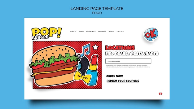 Landingpage für Pop-Art-Food